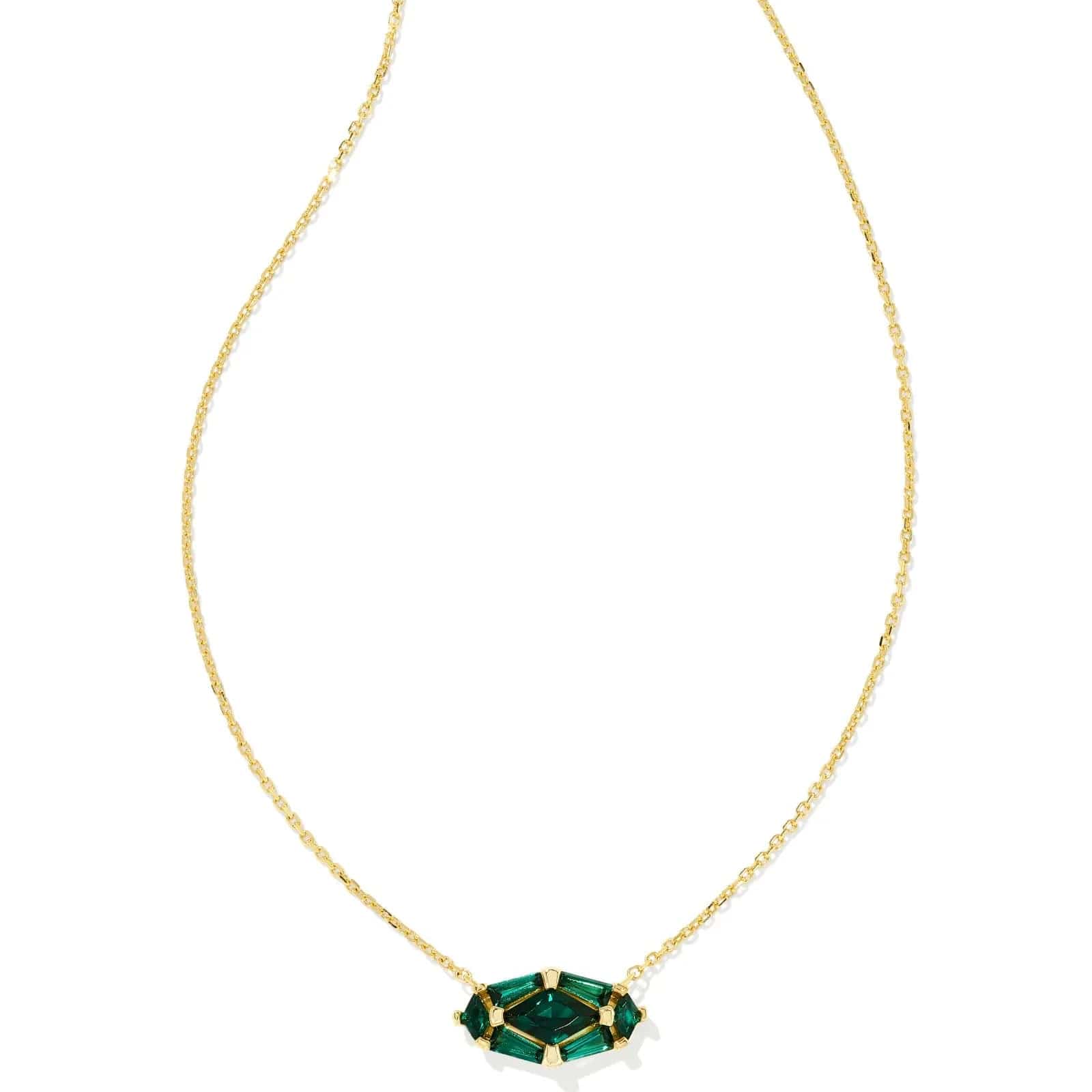 Kendra Scott Women - Accessories - Necklace Lindy Rae Elisa Gold Short Pendant Necklace in Green | Kendra Scott