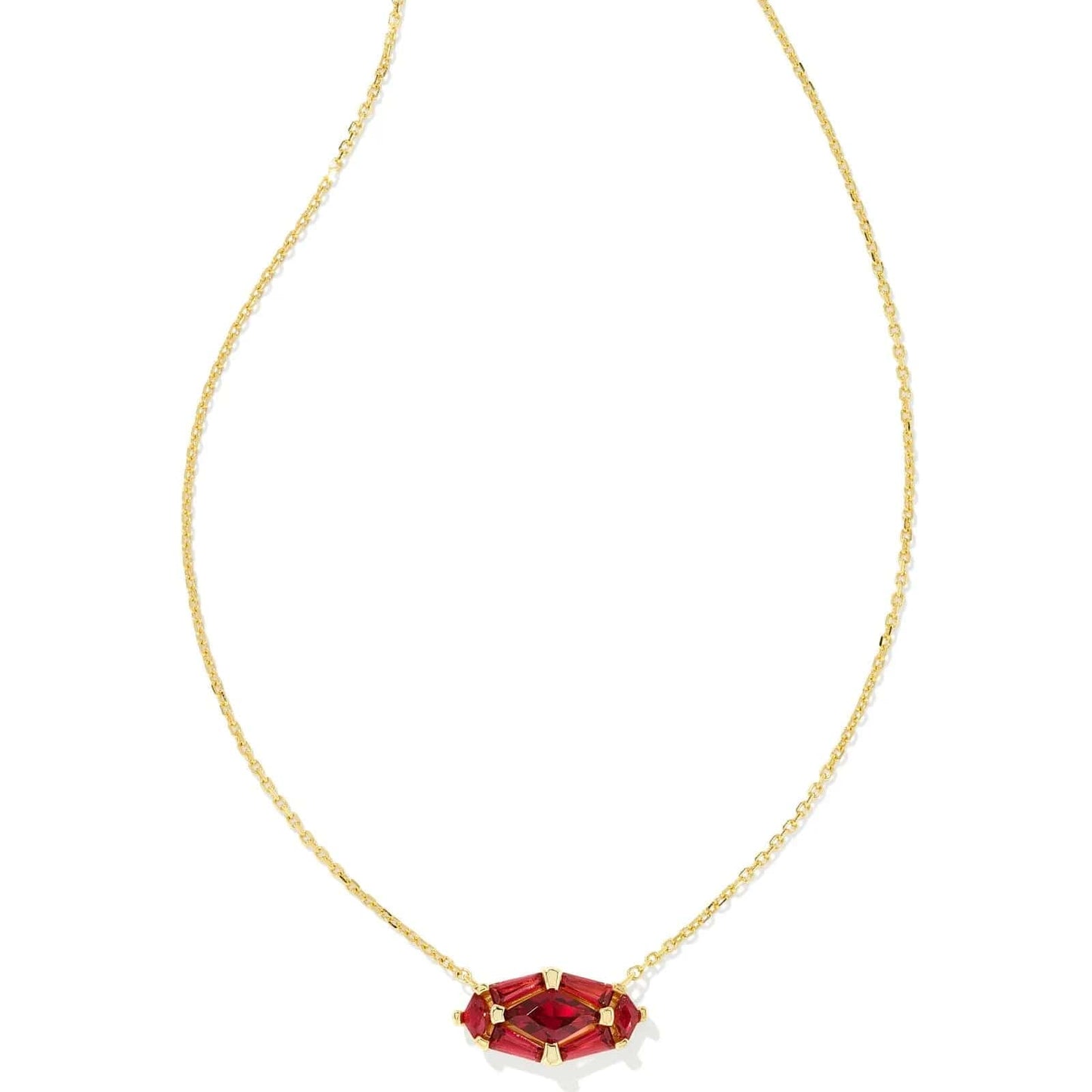 Kendra Scott Women - Accessories - Necklace Lindy Rae Elisa Gold Short Pendant Necklace in Red Crystal | Kendra Scott