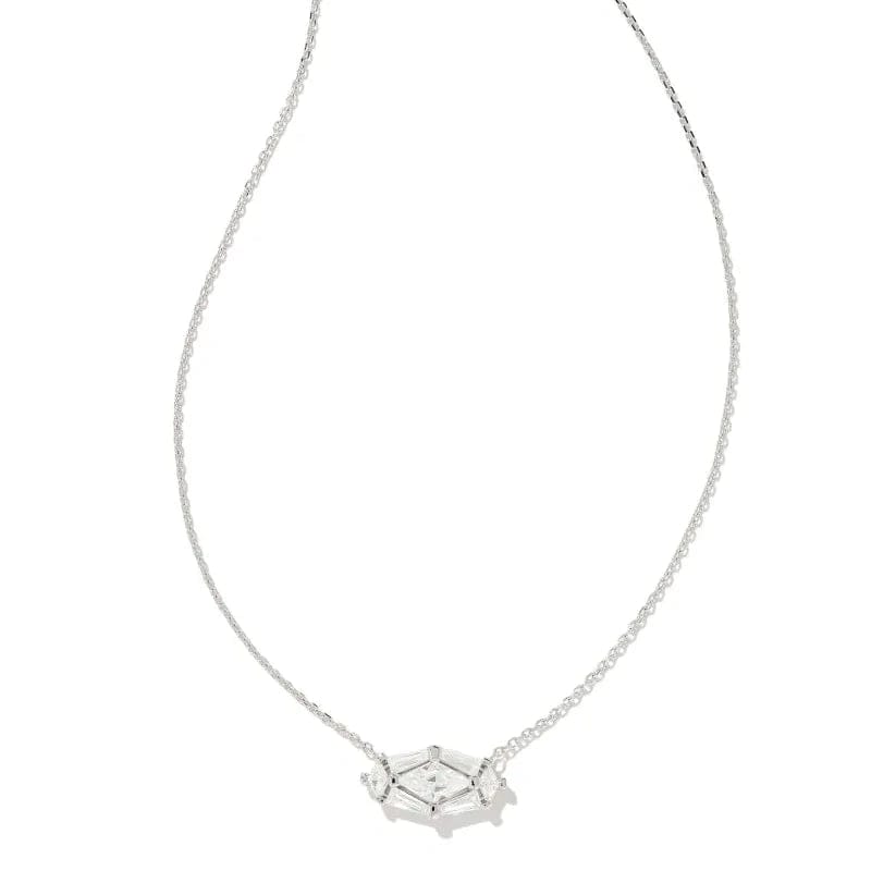 Kendra Scott Women - Accessories - Necklace Lindy Rae Elisa Silver Short Pendant Necklace in White  | Kendra Scott