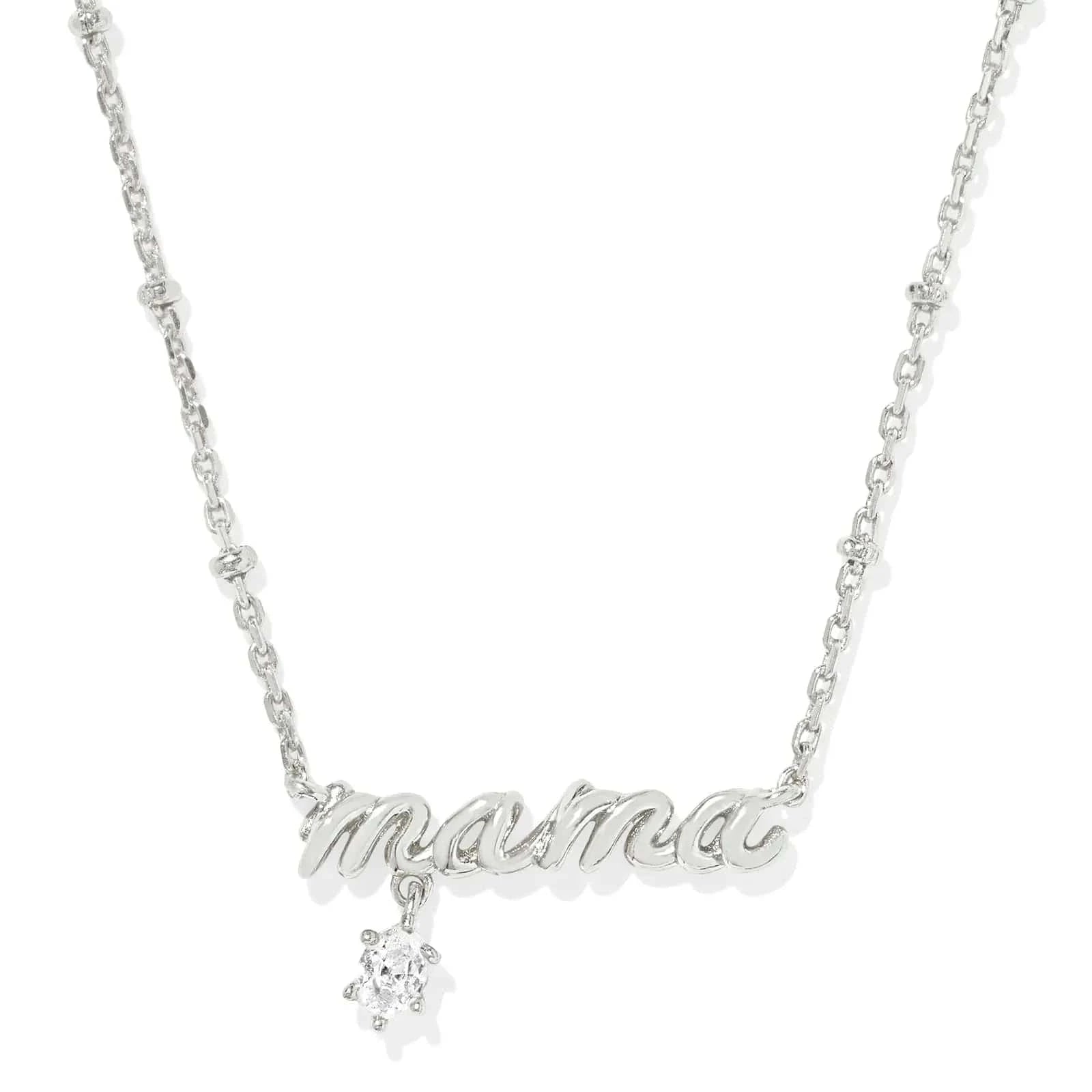 Kendra Scott Women - Accessories - Necklace Mama Silver Crystal Short Pendant Necklace | Kendra Scott
