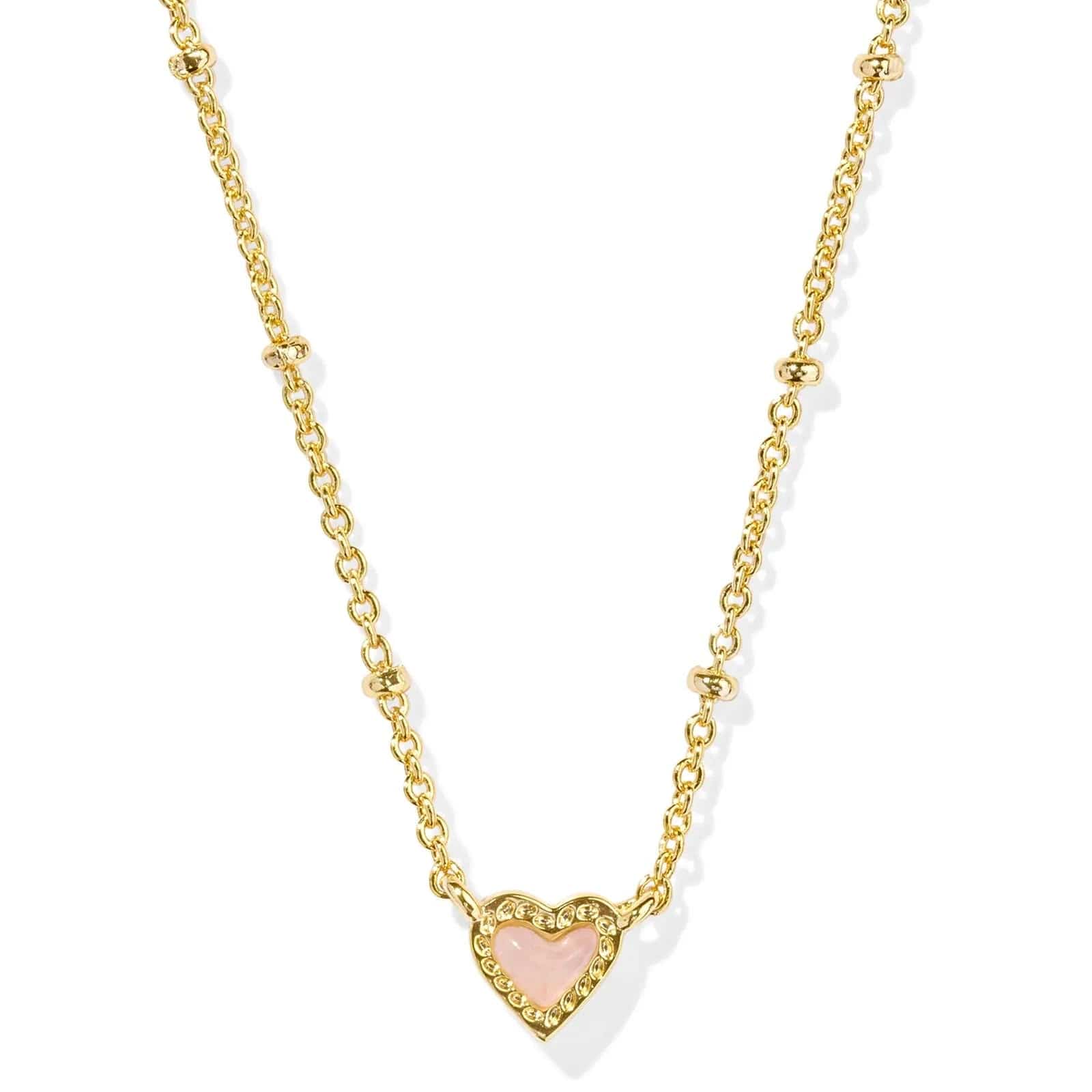 Kendra Scott Women - Accessories - Necklace Mini Ari Heart Gold Satellite Short Pendant Necklace in Rose   | Kendra Scott