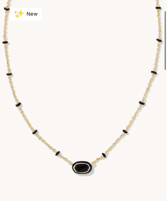 Kendra Scott Women - Accessories - Necklace Mini Elisa ENML FRM PNDT Gold Black Agate | Kendra Scott