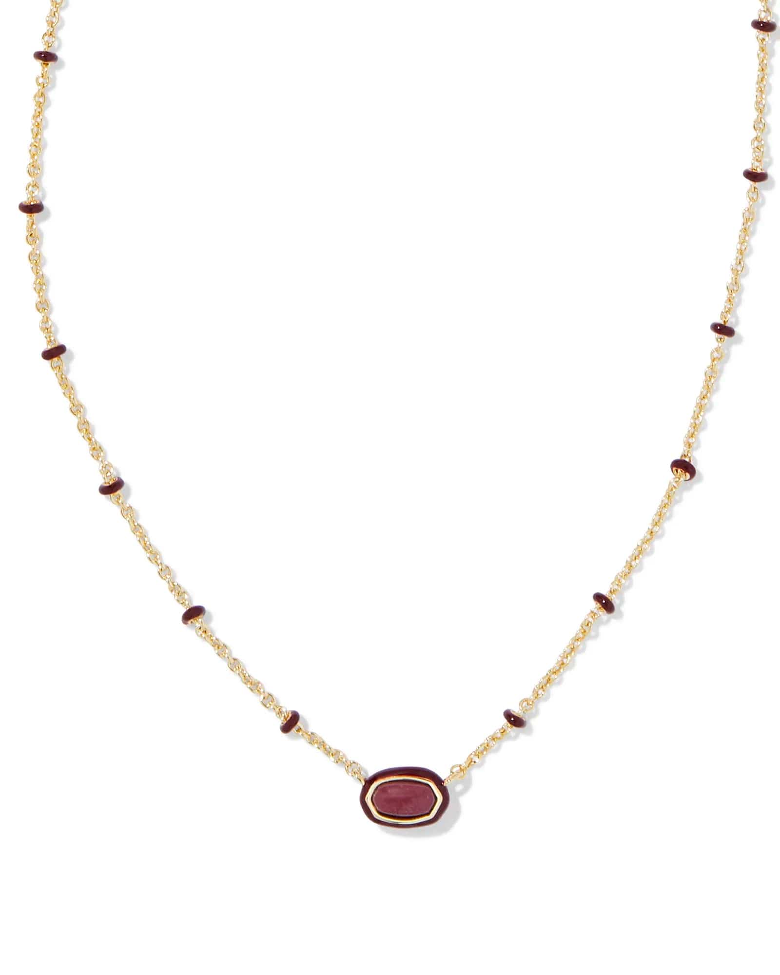 Kendra Scott Women - Accessories - Necklace Mini Elisa ENML FRM PNDT Gold Maroon Magnesite | Kendra Scott