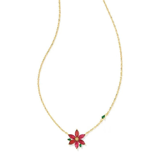 Kendra Scott Women - Accessories - Necklace Poinsettia Gold Short Pendant Necklace in Red Mix | Kendra Scott