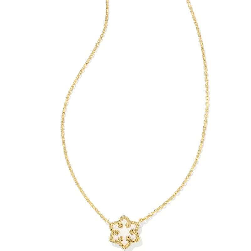 Kendra Scott Women - Accessories - Necklace Snowflake Gold Short Pendant Necklace in White Kyocera Opal | Kendra Scott