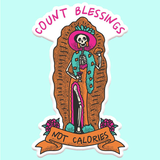 Mugsby Apparel & Accessories > Clothing > Shirts & Tops Count Blessings Not Calories Funny Sticker Decal