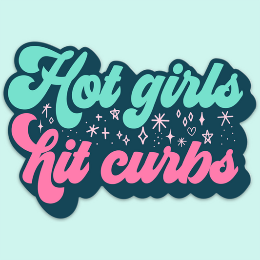 Mugsby Apparel & Accessories > Clothing > Shirts & Tops Hot Girls Hit Curbs Funny Car Sticker Decal