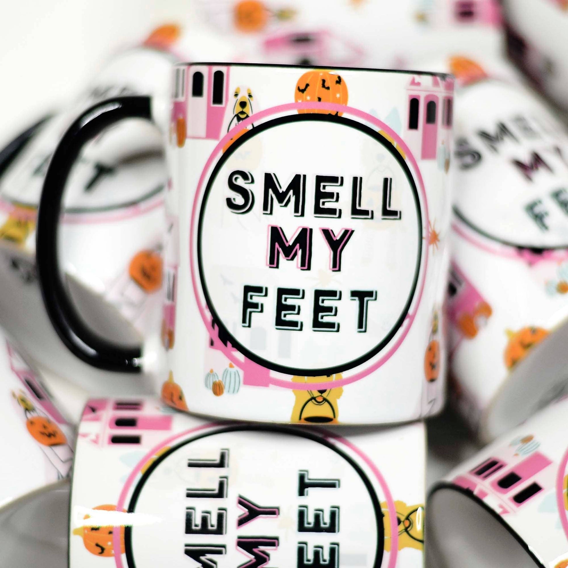 Mugsby Coolie - Can - Drink 11oz Smell My Feet, Halloween Mug