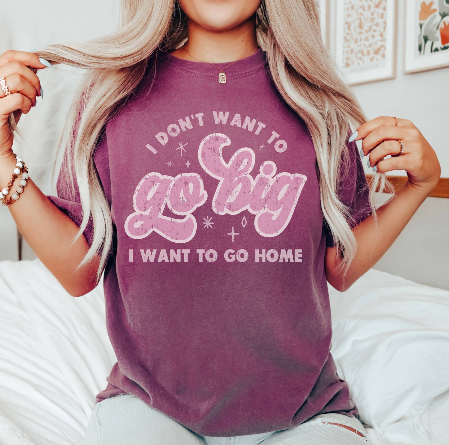 Mugsby Large Go Big or Go Home Funny Shirt, Graphic Tee