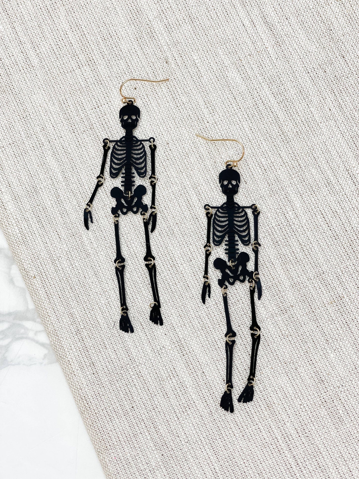 Prep Obsessed Wholesale Buggie Huggie Skeleton Filigree Dangle Earrings - Black