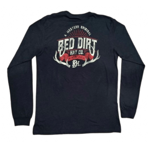 Red Dirt Hat Co. Mens Red Dirt Hat Co Black Antler Long Sleeve Tee