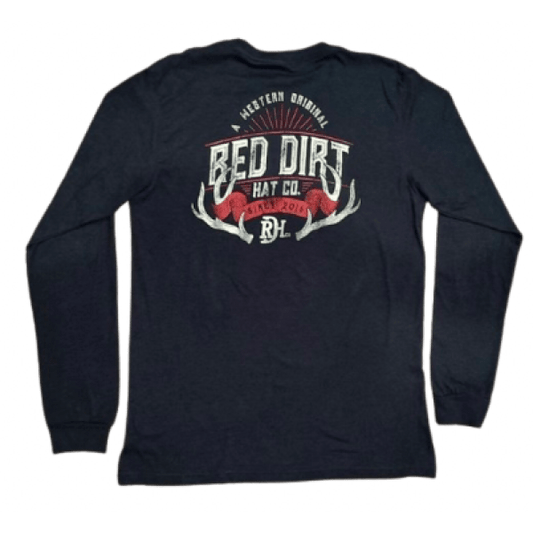 Red Dirt Hat Co. Mens Red Dirt Hat Co Black Antler Long Sleeve Tee