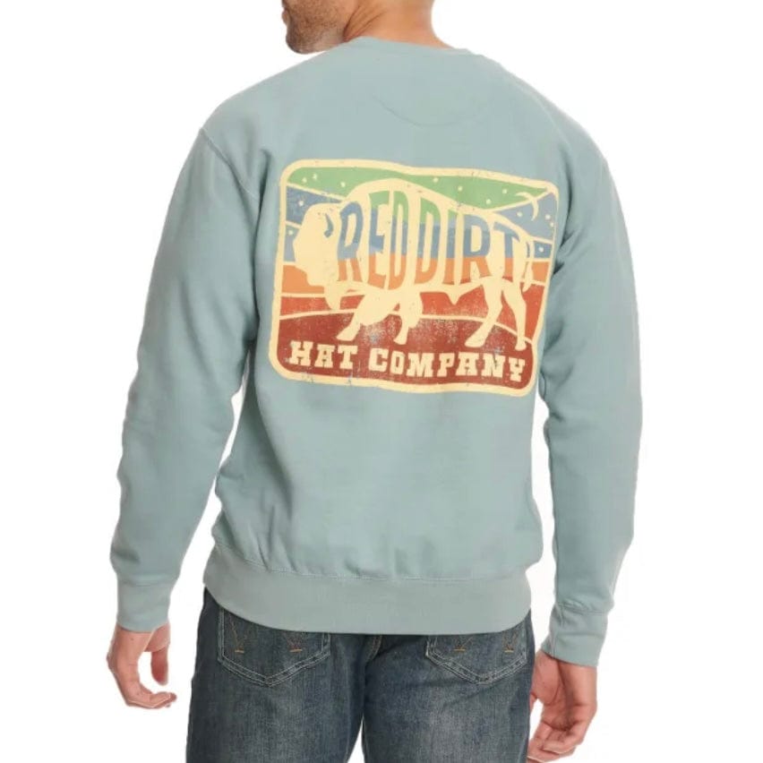 Red Dirt Hat Co. Mens Red Dirt Hat Co Men's Agave & Stripe Buffalo Logo Graphic Long Sleeve Crewneck