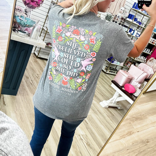 Simply Southern Women - Apparel - Shirts - T-Shirts She Believes Simply Southern Graphic Tee