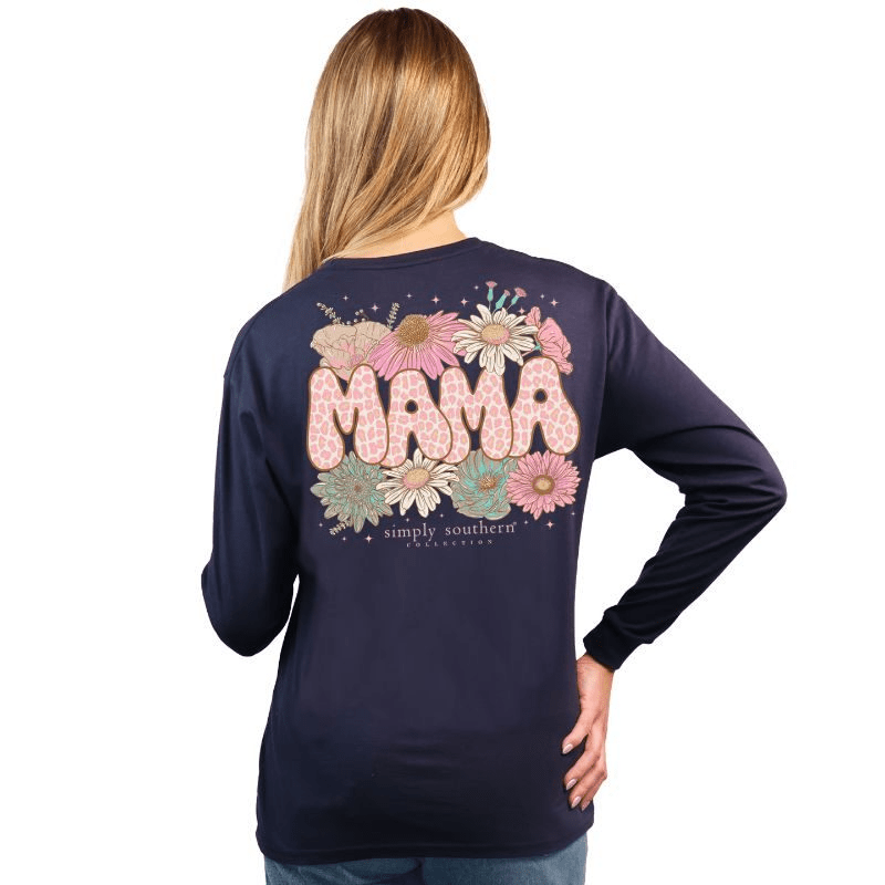 Simply Southern Women - Apparel - Shirts - T-Shirts Simply Southern Leopard Mama Long Sleeve Graphic Tee