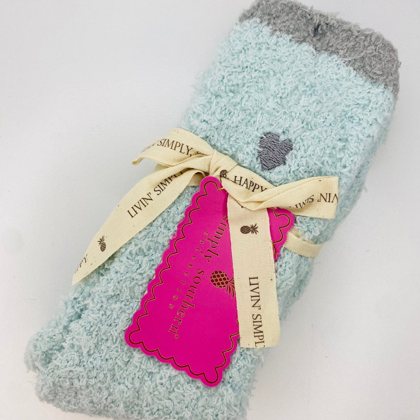 Simply Southern Women - Apparel - Socks one size fits all Blue Heart Fuzzy Socks