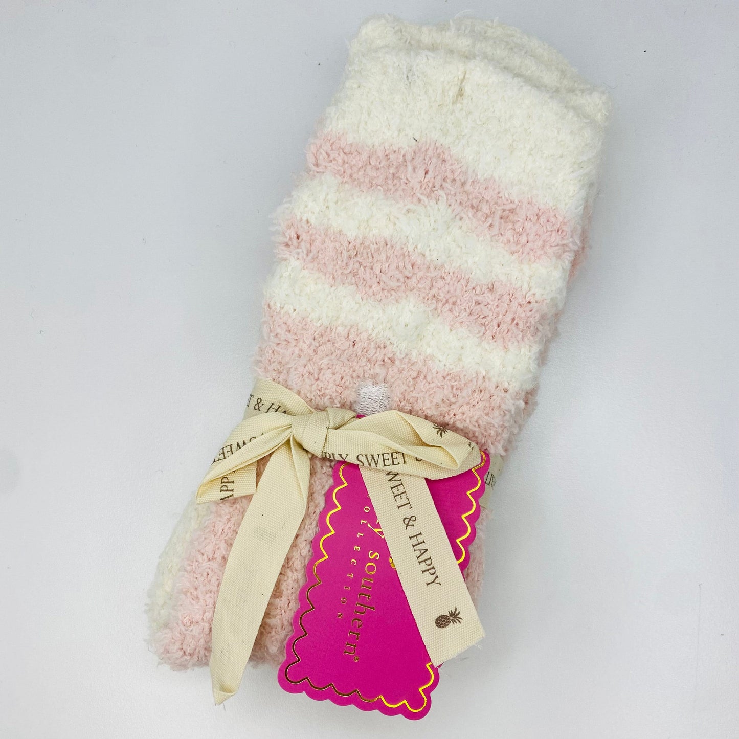 Simply Southern Women - Apparel - Socks one size fits all Pink Striped Fuzzy Socks