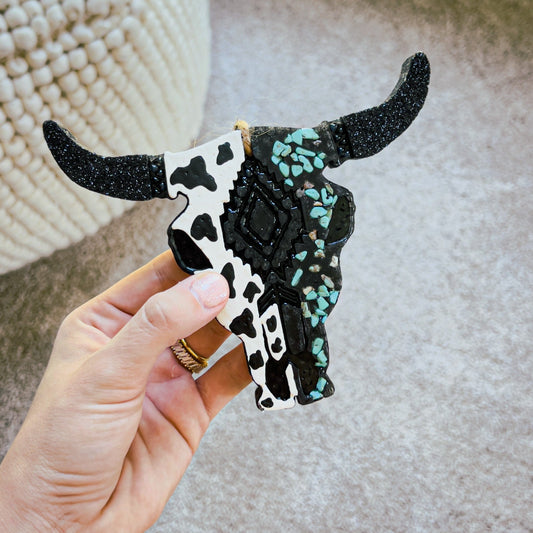 Envy Stylz Boutique Cow & Turquoise Stones Bull Skull Freshie