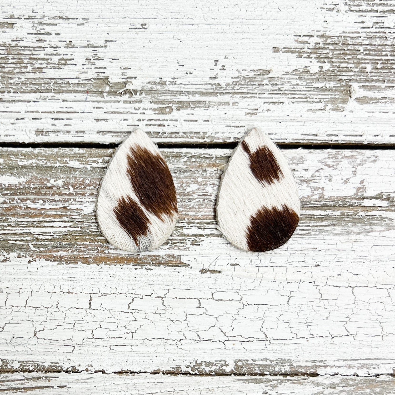 Envy Stylz Boutique Women - Accessories - Earrings Genuine Leather Cowhide Teardrop Stud Earrings