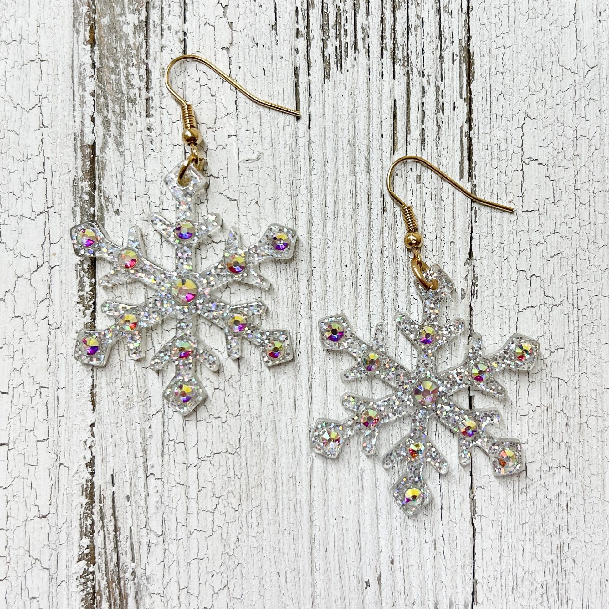 Envy Stylz Boutique Women - Accessories - Earrings Glitter Snowflake Rhinestone Earrings