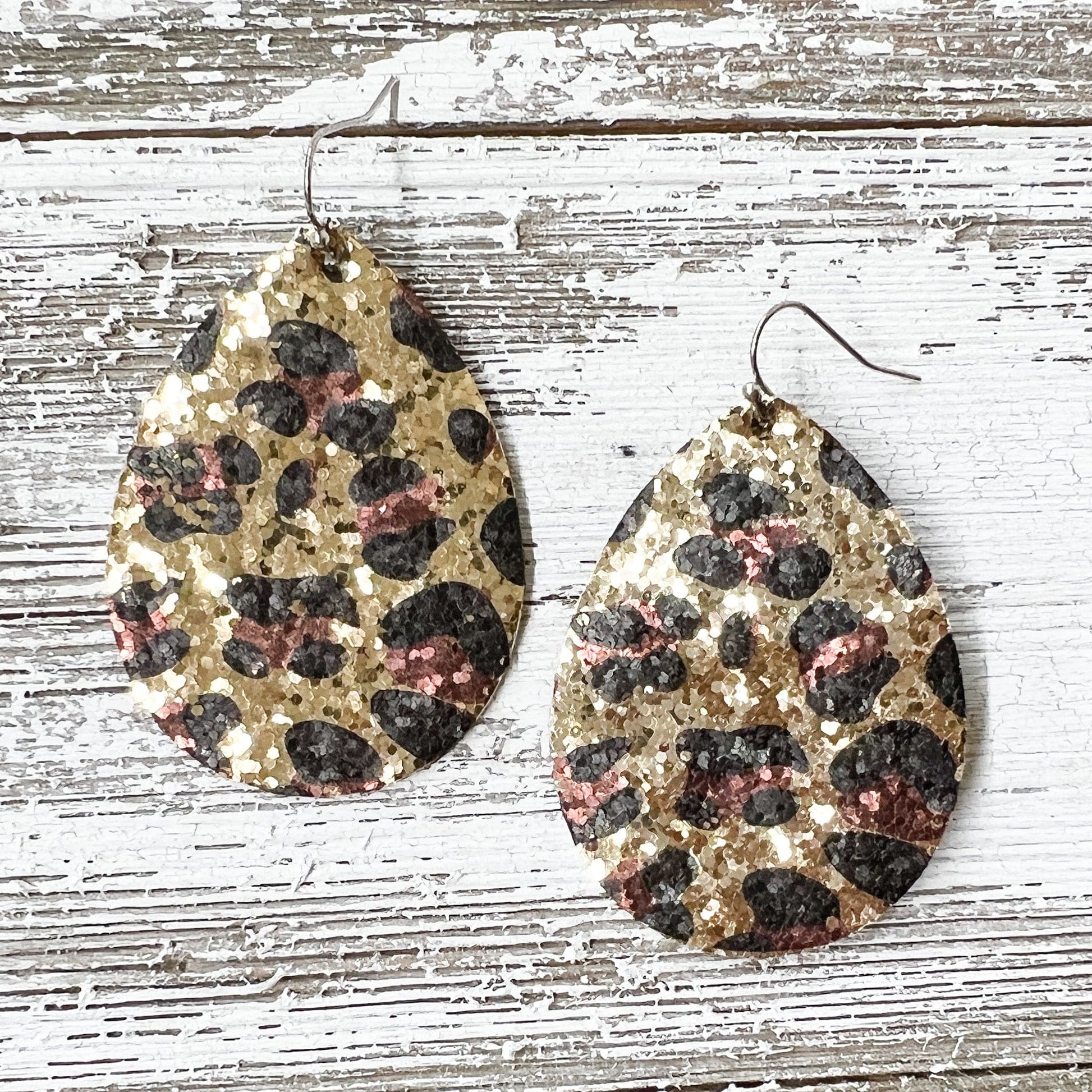 Envy Stylz Boutique Women - Accessories - Earrings Gold Glitter Leopard Earrings