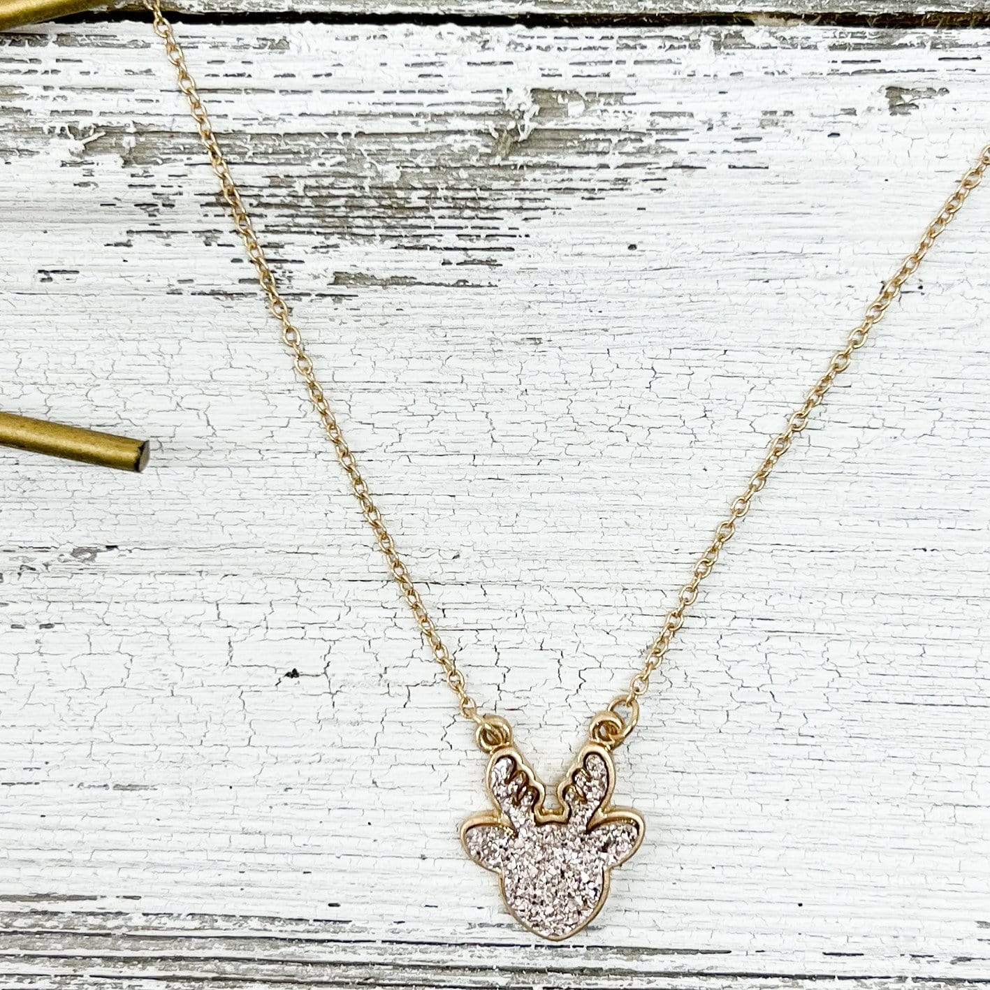 Envy Stylz Boutique Women - Accessories - Earrings Rose Gold Reindeer Druzy Necklace