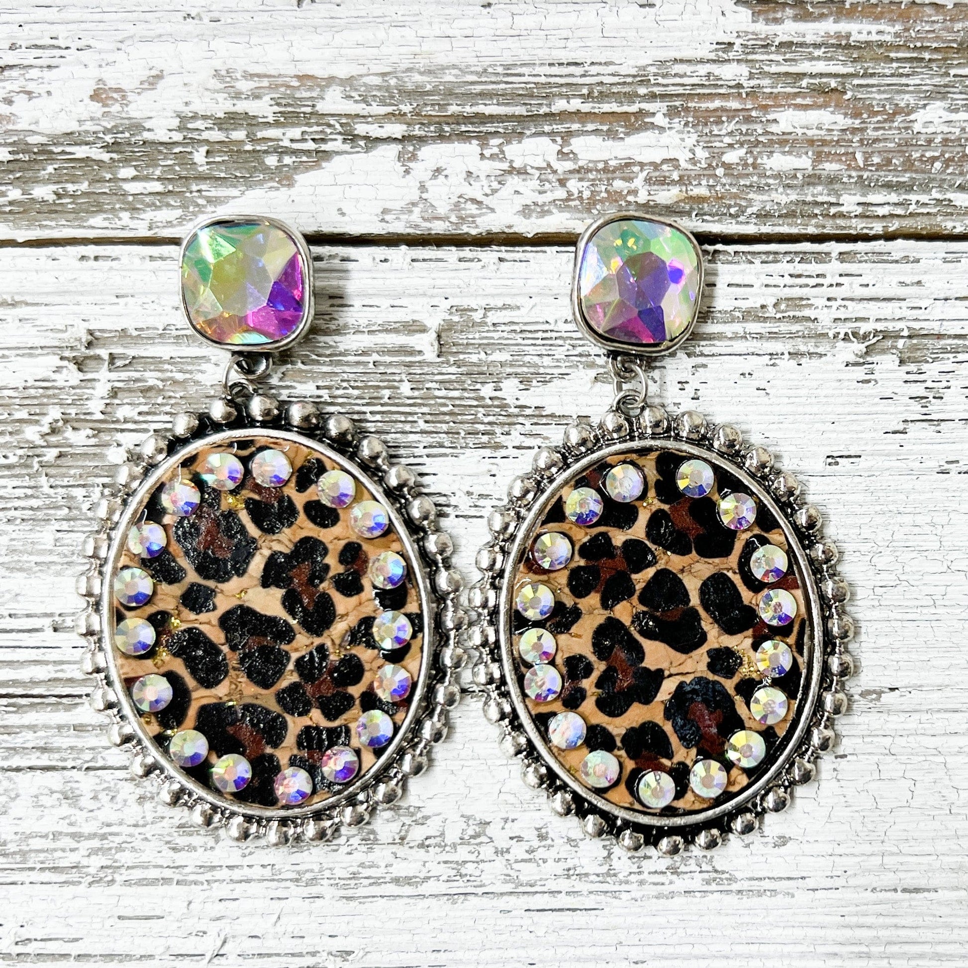 Envy Stylz Boutique Women - Accessories - Earrings Silver Leopard Rhinestone Stud Earrings