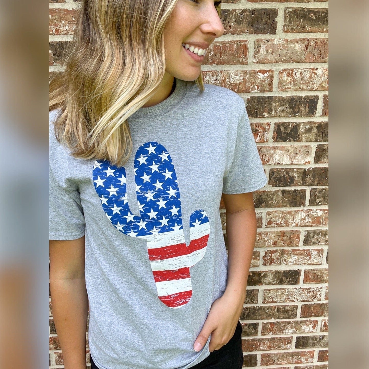 Envy Stylz Boutique Women - Apparel - Shirts - T-Shirts American Flag Cactus Graphic Tee