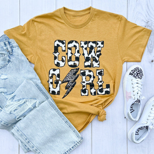 Envy Stylz Boutique Women - Apparel - Shirts - T-Shirts Cowgirl Cow Print Leopard Graphic Tee