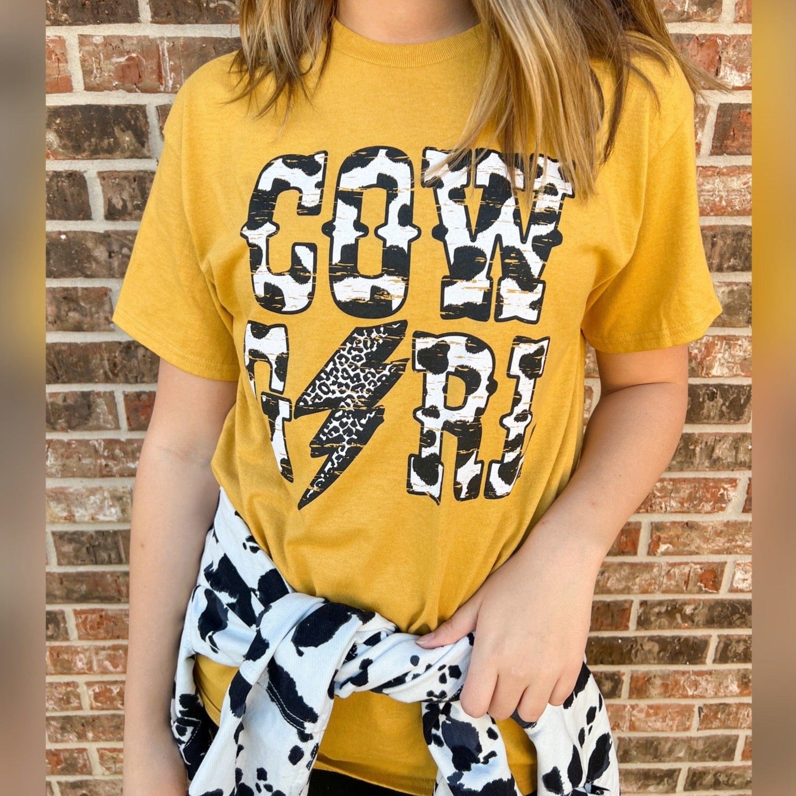Envy Stylz Boutique Women - Apparel - Shirts - T-Shirts Cowgirl Cow Print Leopard Graphic Tee