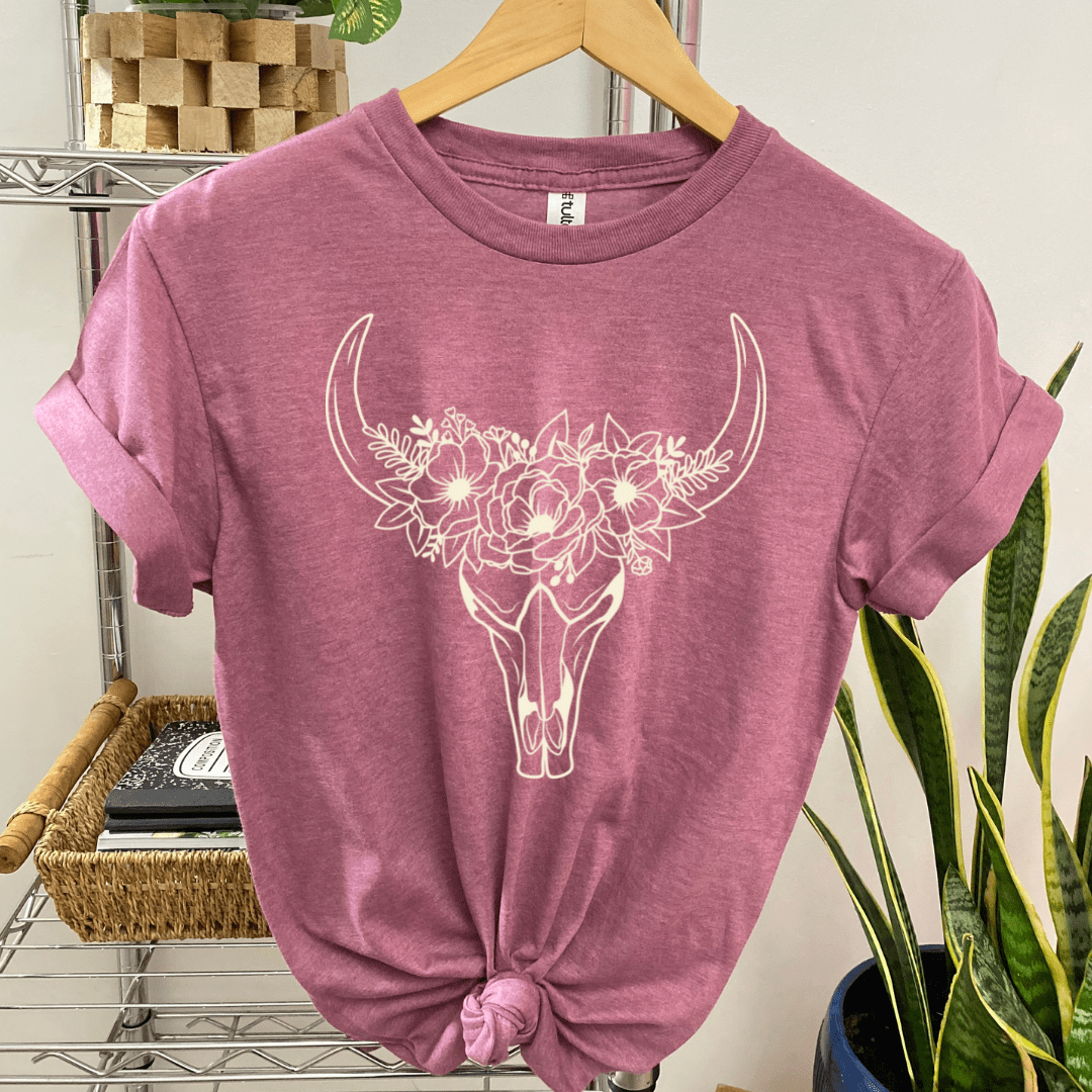 Envy Stylz Boutique Women - Apparel - Shirts - T-Shirts *DEAL OF THE DAY* Bullskull Floral Graphic Tee