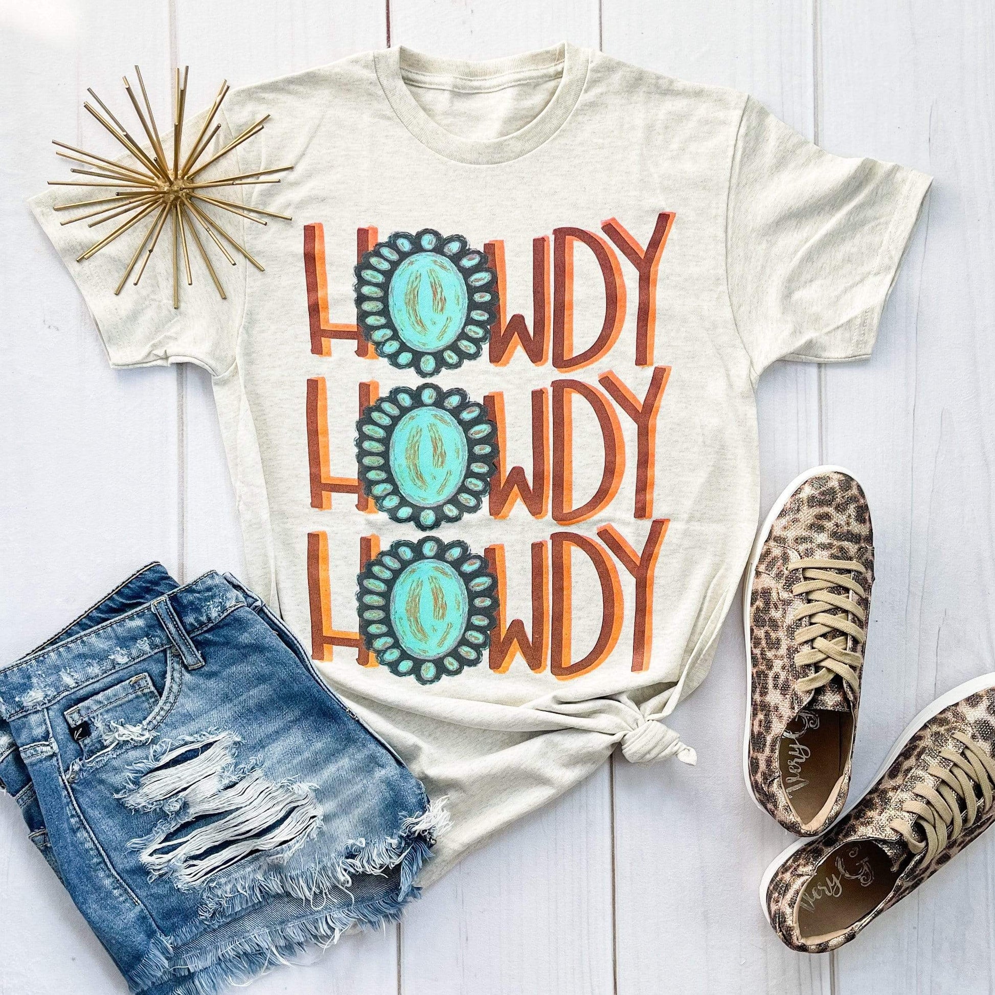 Envy Stylz Boutique Women - Apparel - Shirts - T-Shirts Howdy Turquoise Graphic Tee