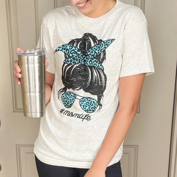 Envy Stylz Boutique Women - Apparel - Shirts - T-Shirts #MomLife Messy Bun Graphic Tee