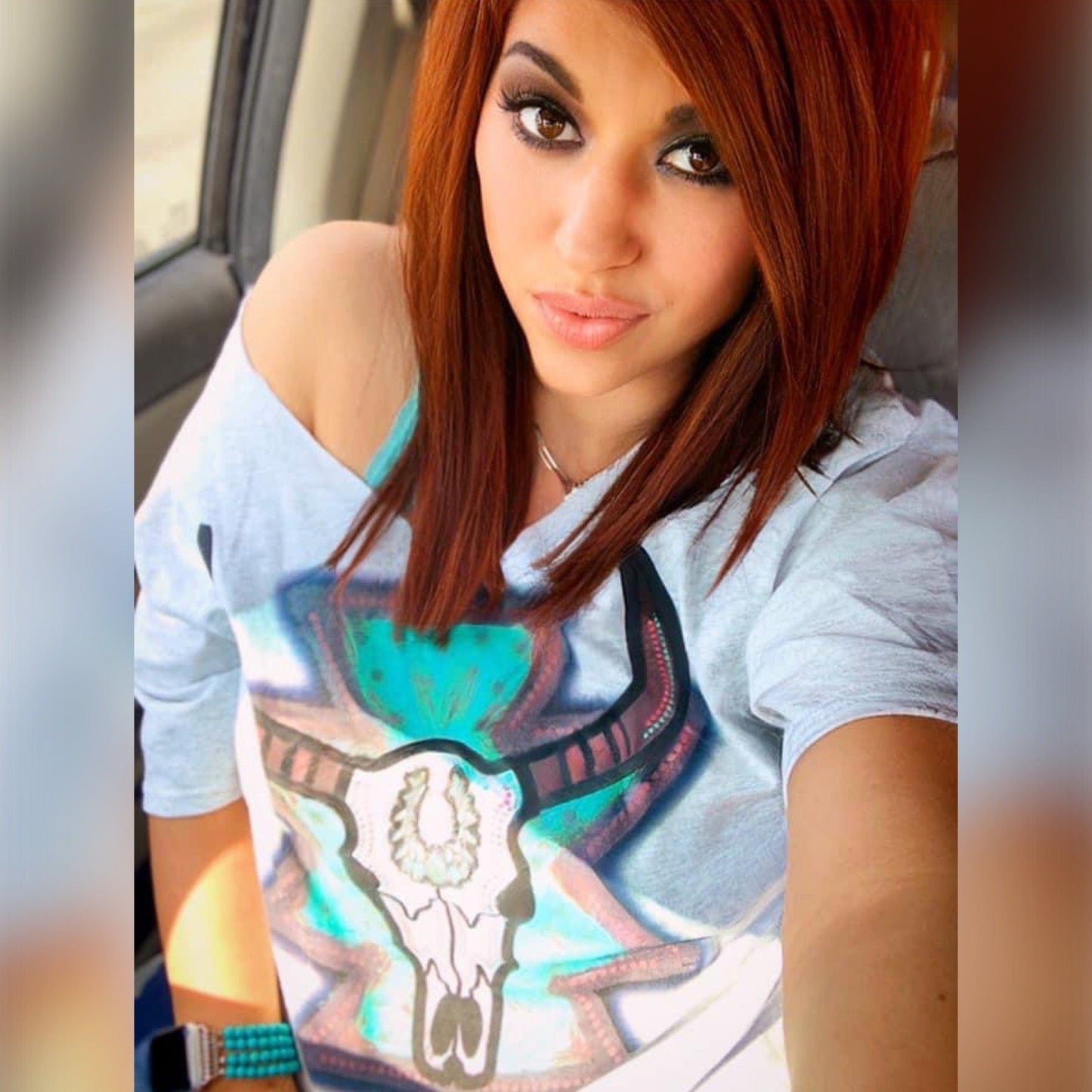 Envy Stylz Boutique Women - Apparel - Shirts - T-Shirts Turquoise Bull Skull Graphic Tee