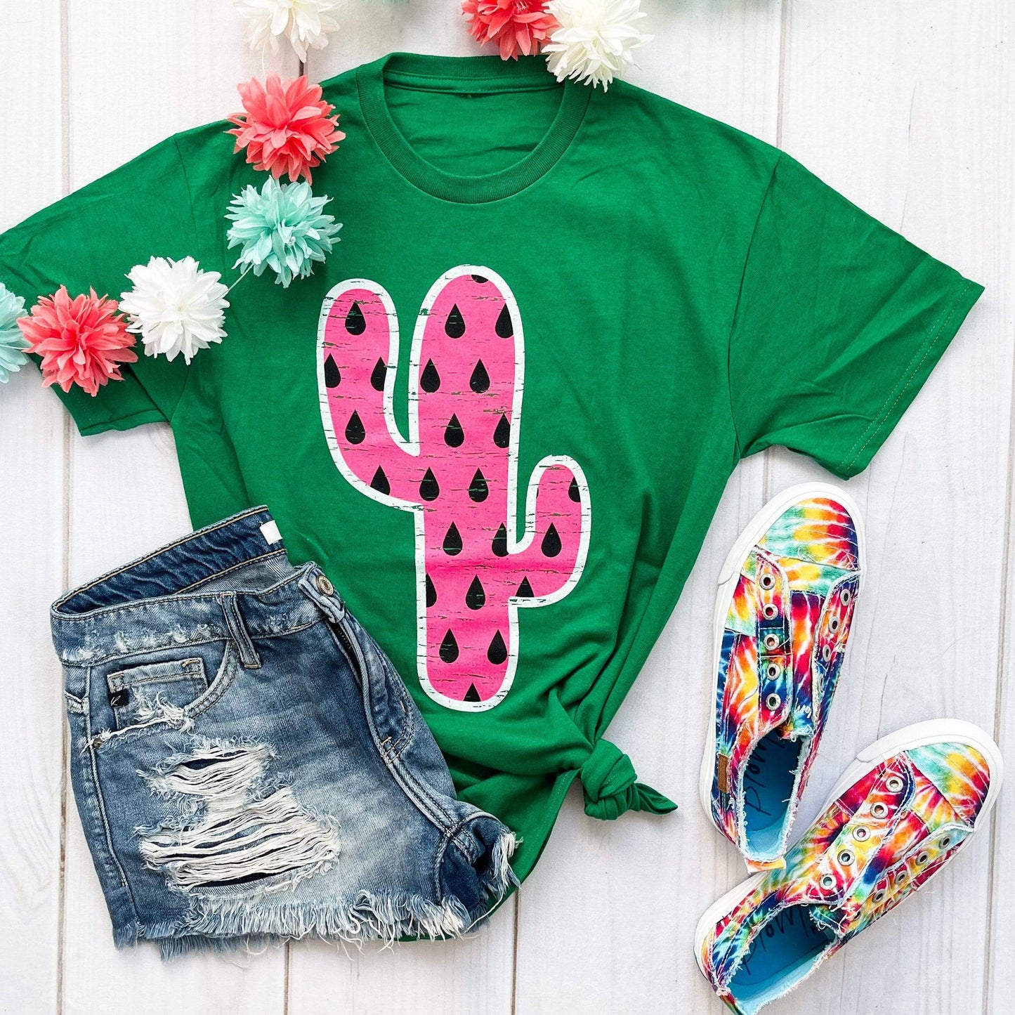 Envy Stylz Boutique Women - Apparel - Shirts - T-Shirts Watermelon Cactus Graphic Tee