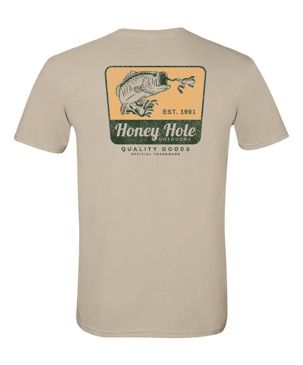 Honey Hole Outdoors Mens Frog Bite Honey Hole Unisex Graphic Tee